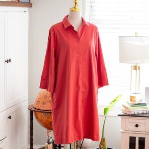 EUC Chico's No Iron Shirt Dress in Coral - Size 2.5 (14)